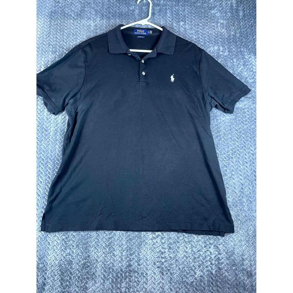 Polo Ralph Lauren Shirt Mens L Black Classic Fit Cotton Performance Tennis Golf